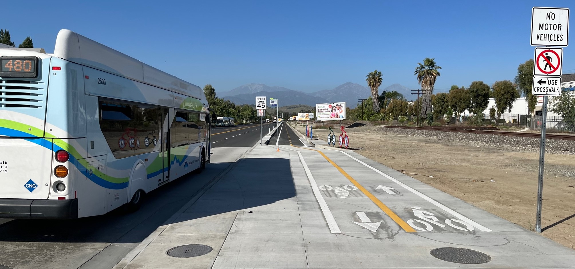 South end of the Valley Blvd bikeway - rail right-of-way on the right side