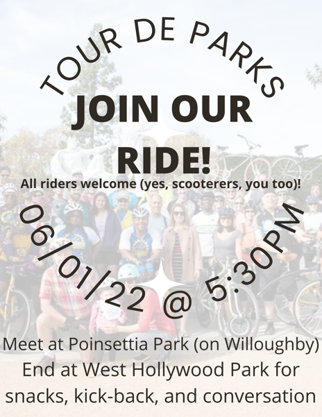 Tour Willoughby this Wednesday - more information at WeHo Bike Coalition