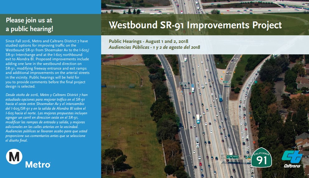 Where Metro and Caltrans Plan to Widen the 91 Freeway