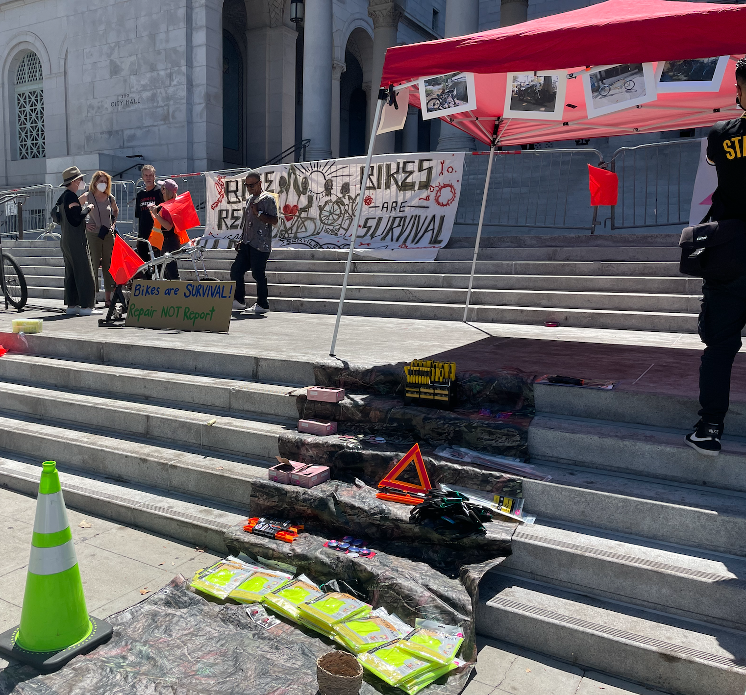 Given the amount of tools present, this pop-up bike clinic would be illegal under an ordinance passed by the City Council earlier today.