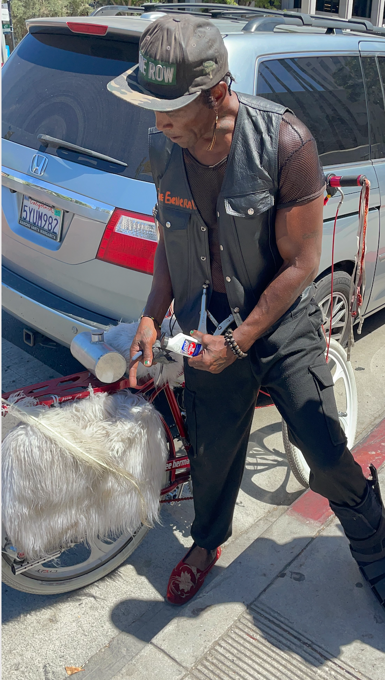 'The General' demonstrates that many bicycle riders carry tools in their bags to they can make repairs as needed. He worries that the police will use this ordinance to harass black and Latino bike riders regardless of the exact wording of listed exemptions.