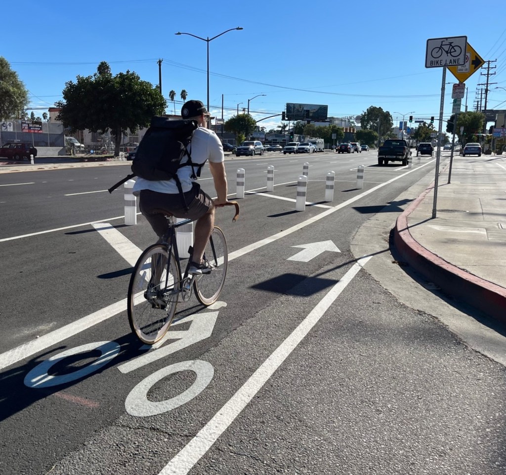 Eyes On The Street: Newly Protected Bike Lanes on Venice Boulevard
