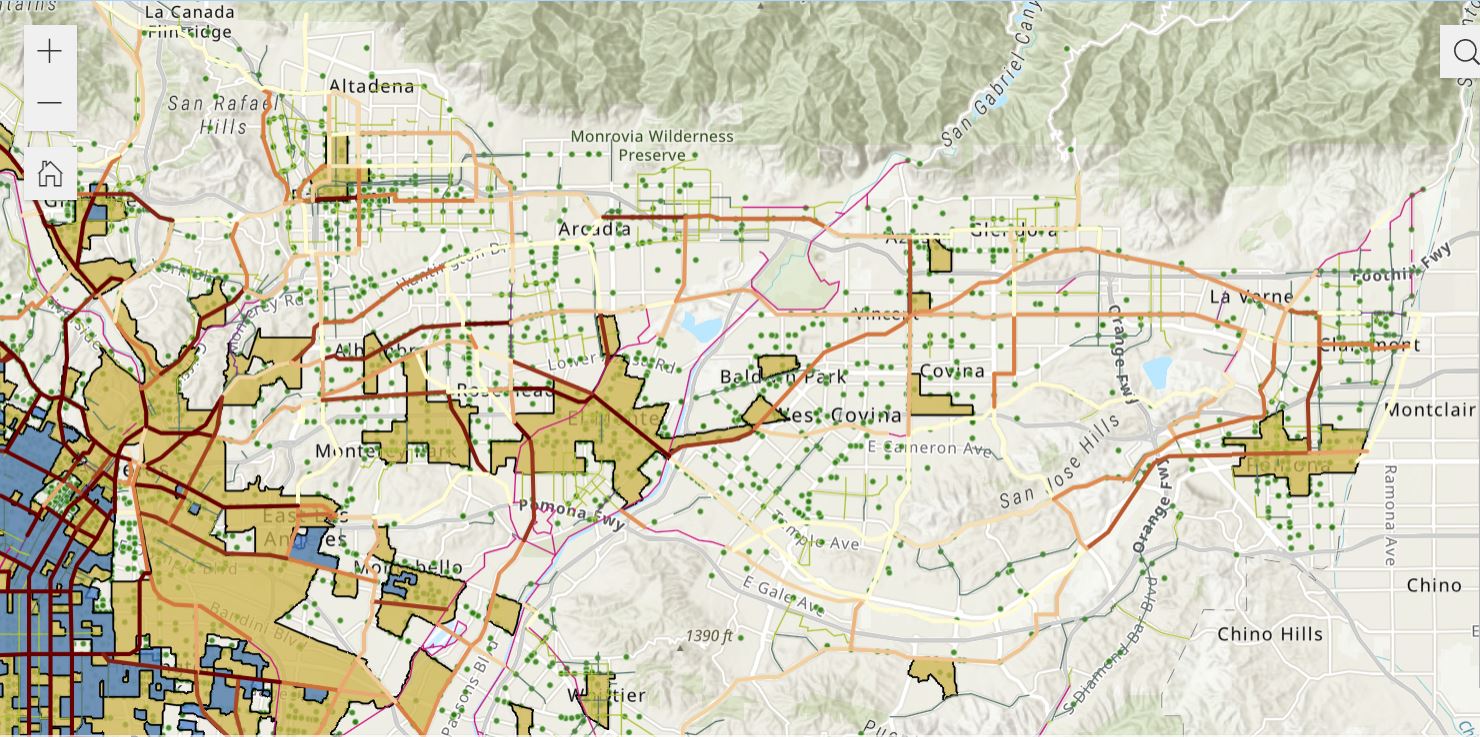 Prioritized Bikeways, Existing Bike Network, Bike Collisions, Bike High Demand Low Income, EFCs