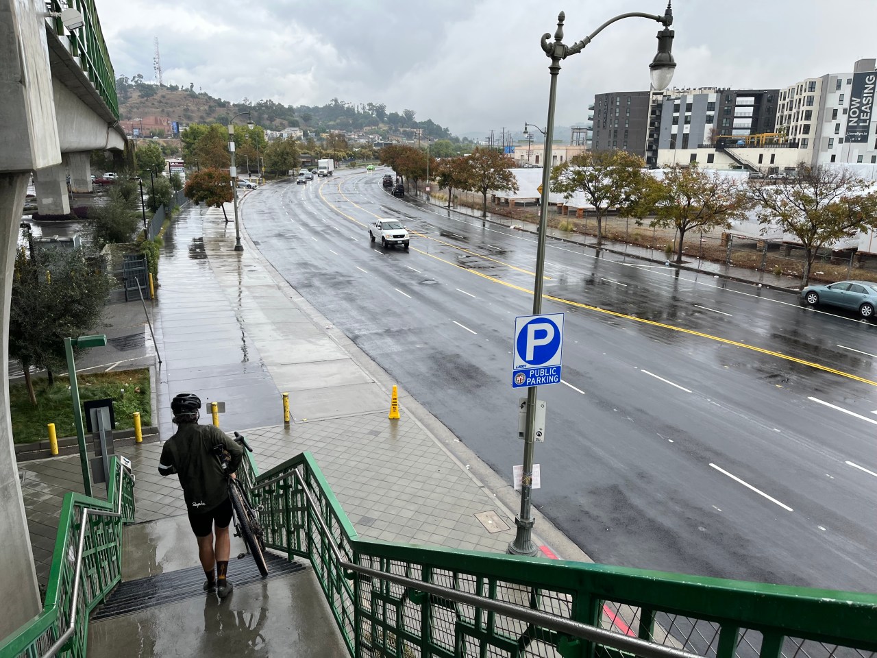 Just north of the Chinatown Station, N. Spring Street widens to six car lanes, plus parking. The street is more than 80 feet wide and the city can't seem to find an inch to support the safety of bicyclists.