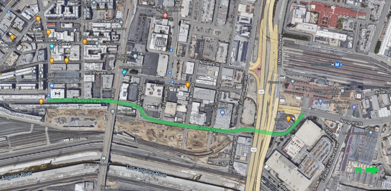 Ramirez-Center-Santa Fe bikeway aerial