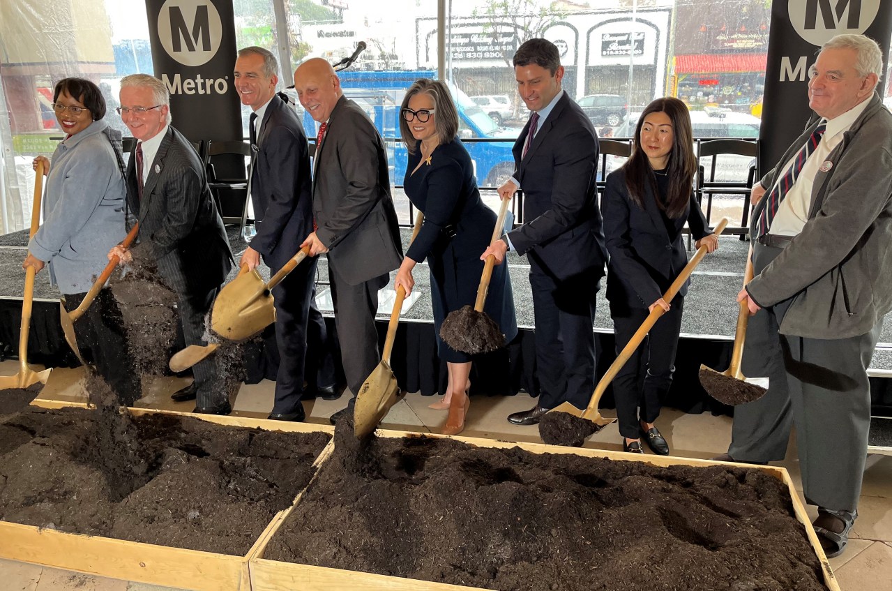 Officials break ground for East San Fernando Valley light rail early construction