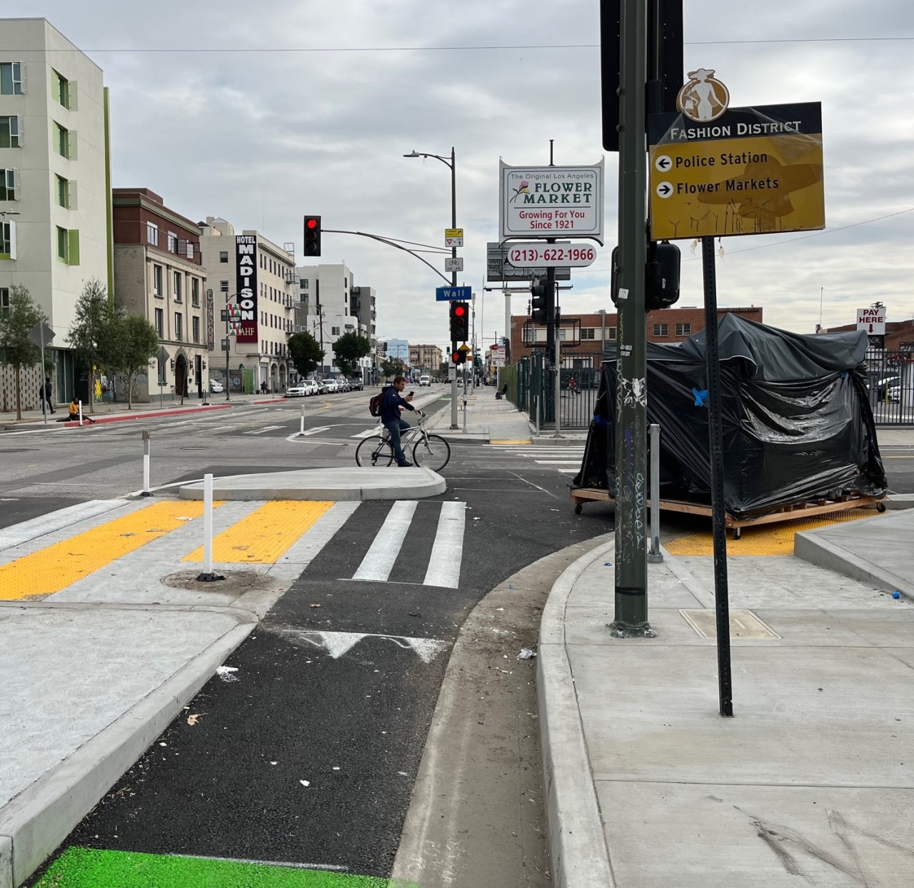 The 7th Street Streetscape includes the city's first protected intersections