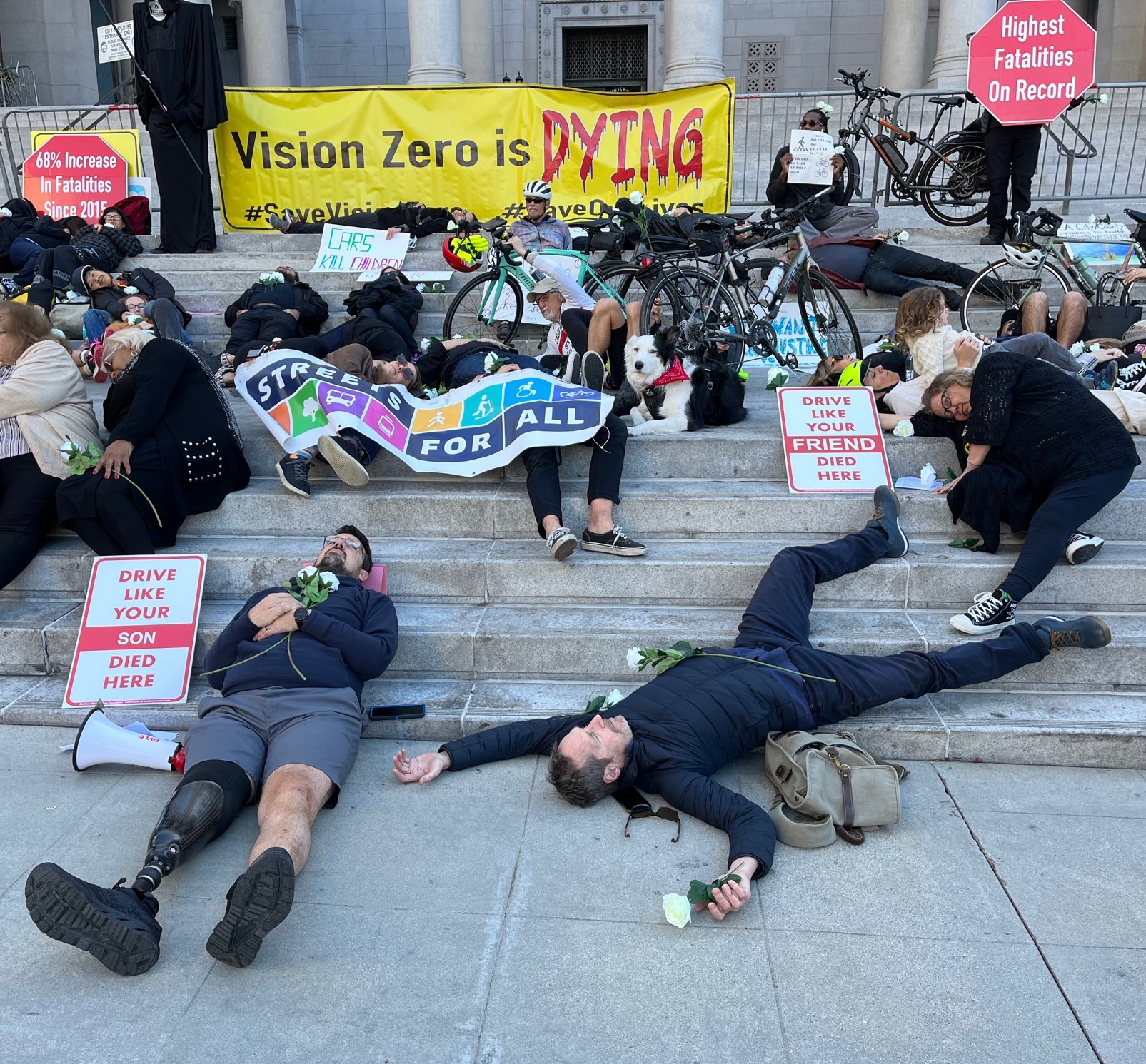 Safe Streets Advocates Stage Die-In at L.A. City Hall to Protest