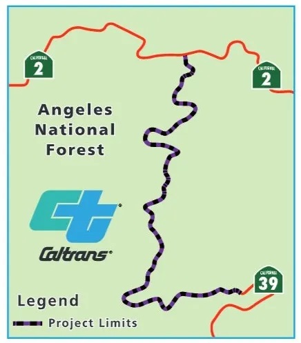SR-39 Reopening Project map via Caltrans