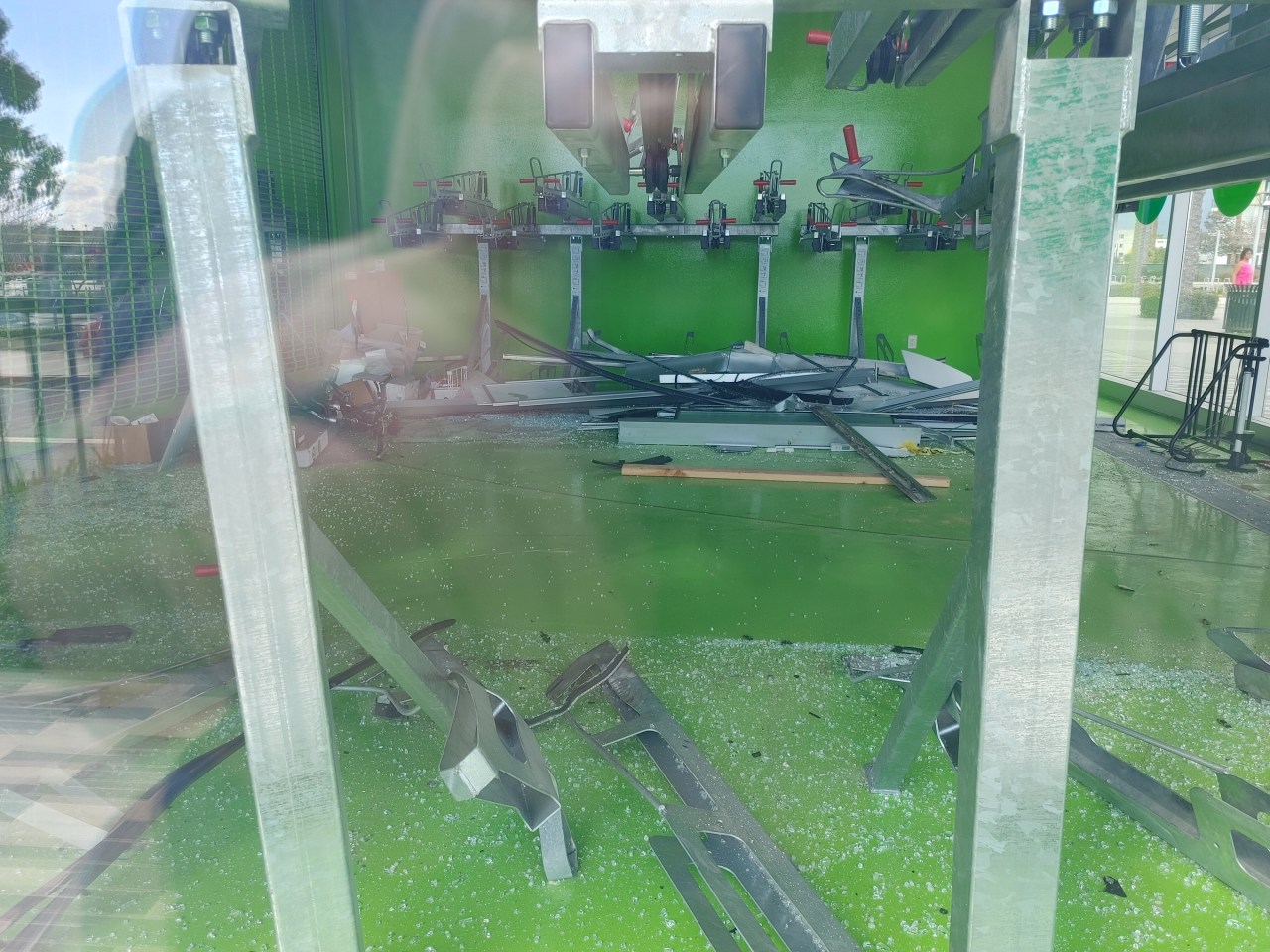Another angle of the destruction inside the El Monte Metro Bike Hub