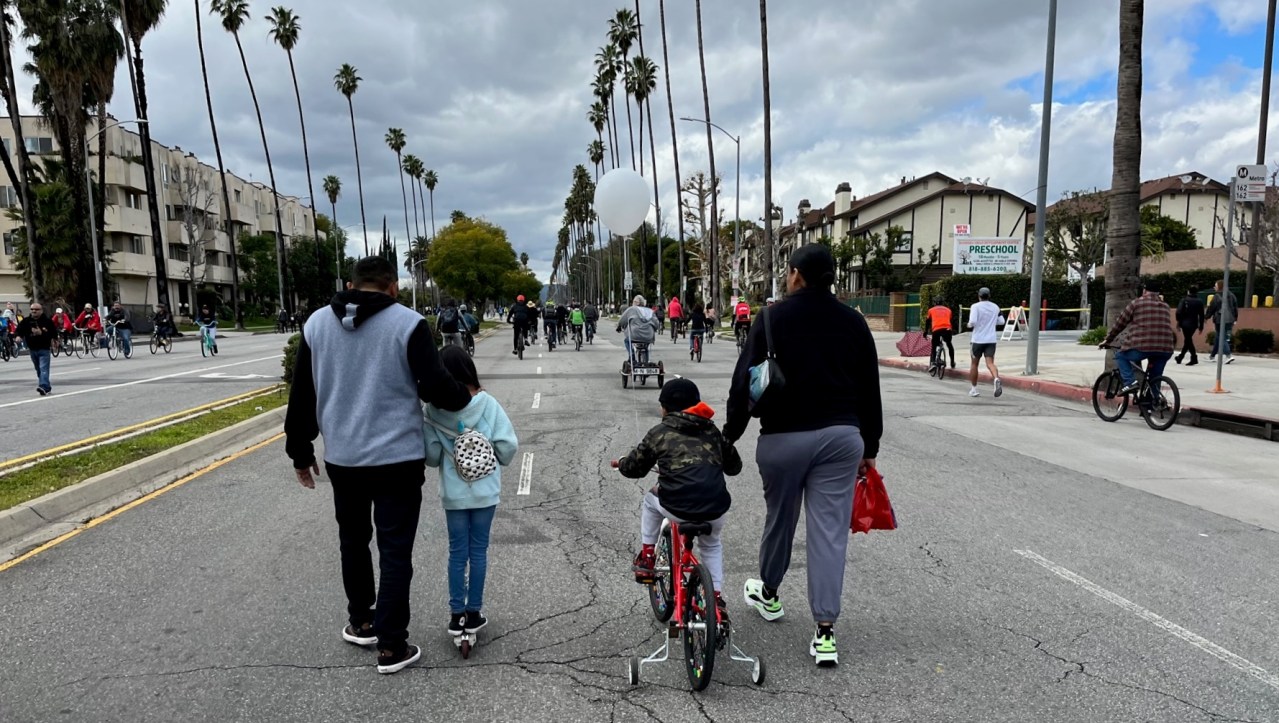 Many families enjoyed CicLAvia, including many kids on training wheels