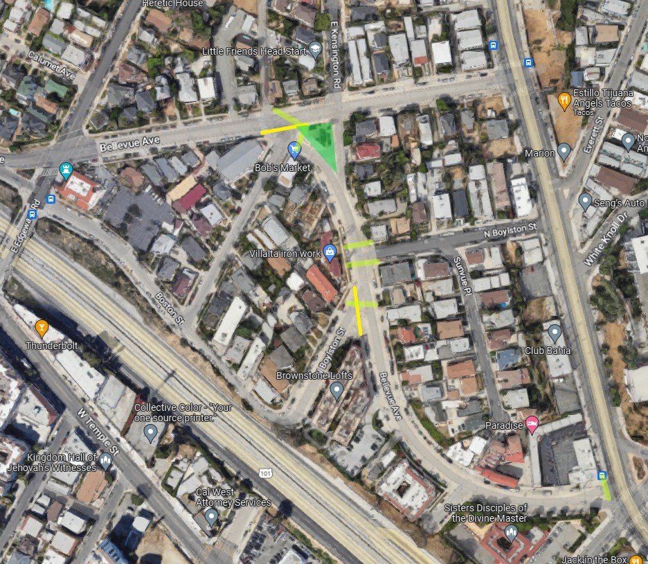 Possible diverter locations in Angelino Heights