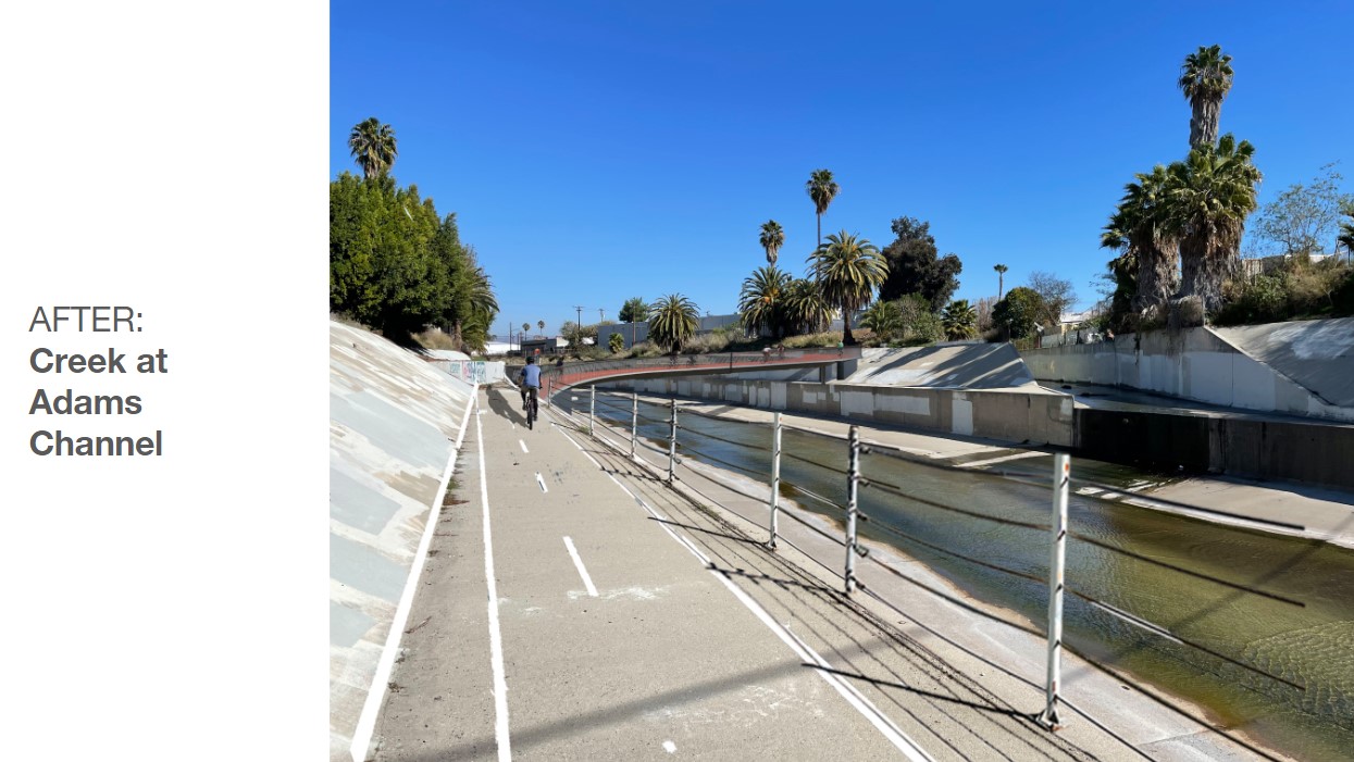 Rendering of proposed new Ballona Creek walk/bike path and new bridge