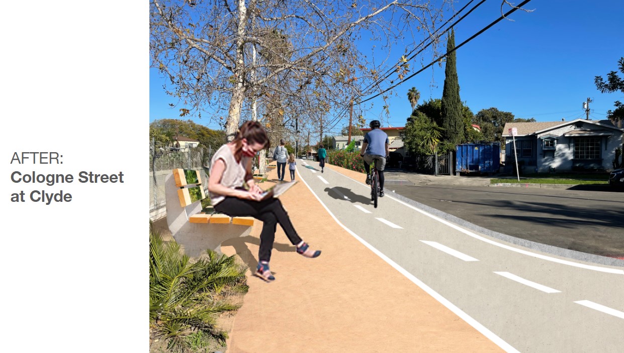 Rendering of future Ballona Creek path along Cologne Avenue
