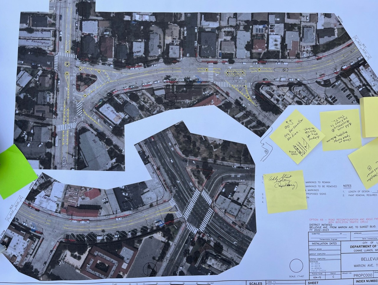 LADOT plans for Angelino Heights road redesign: bollards, paint, and more parking. Click to enlarge