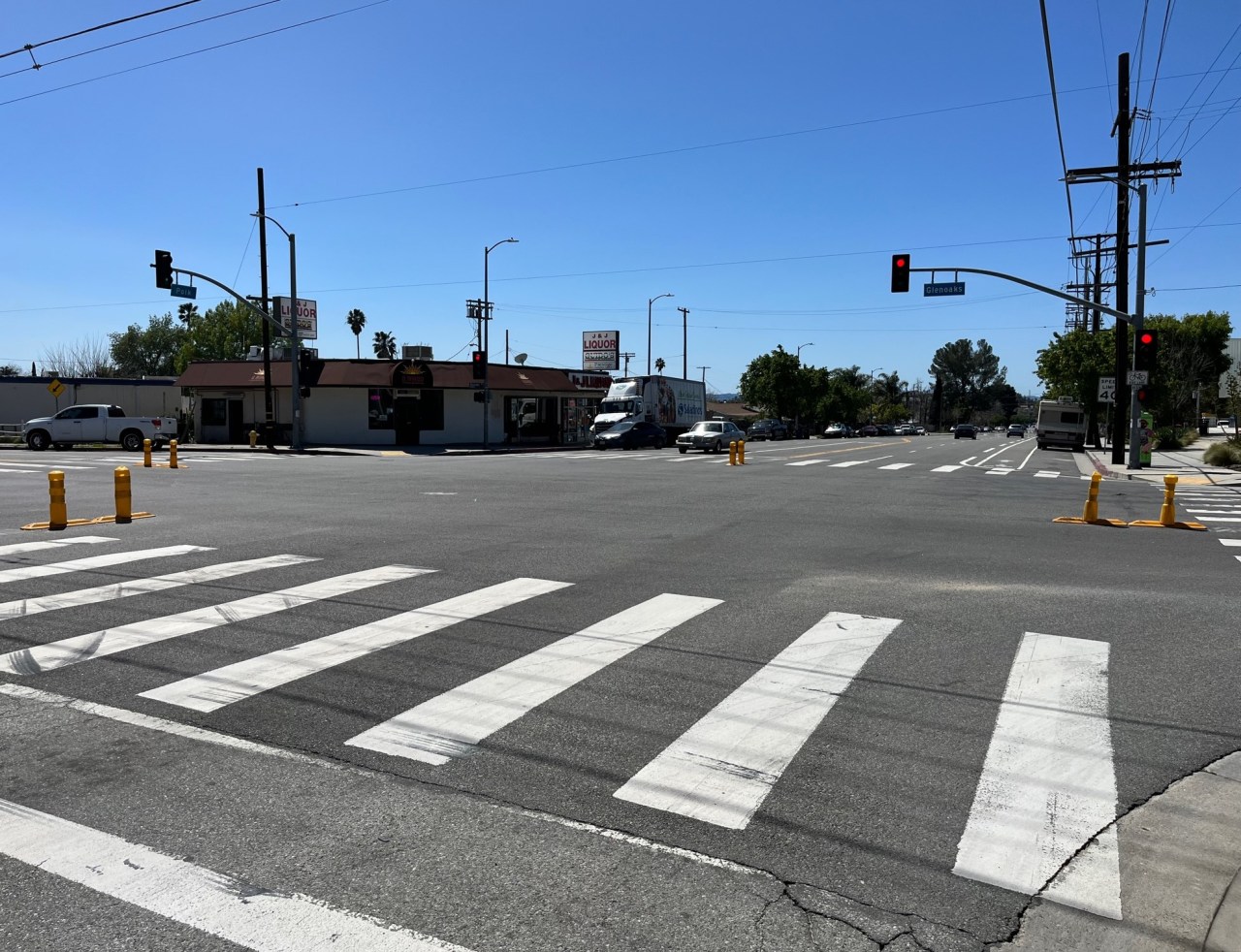 Anti-street racing centerline hardening at Polk and Glenoaks in Sylmar