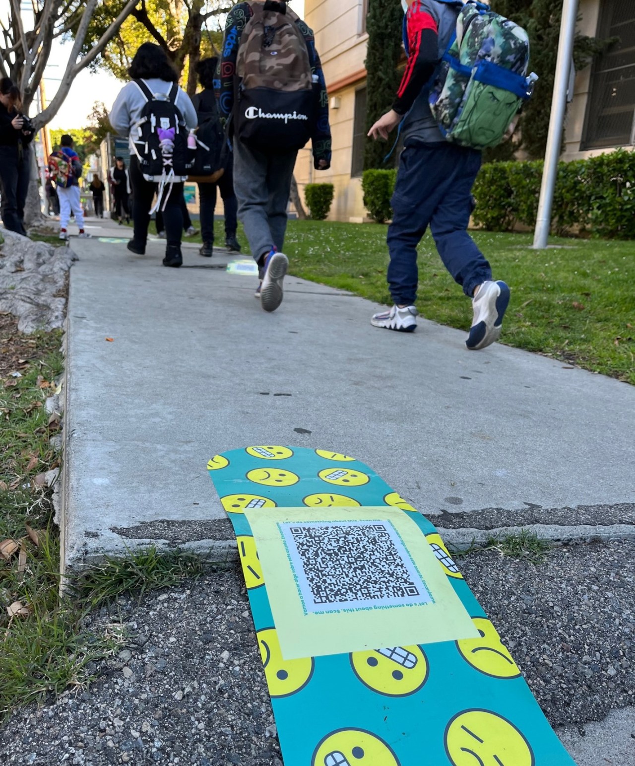 Band-aid on sidewalk students take to walk to Norwood Street Elementary School 