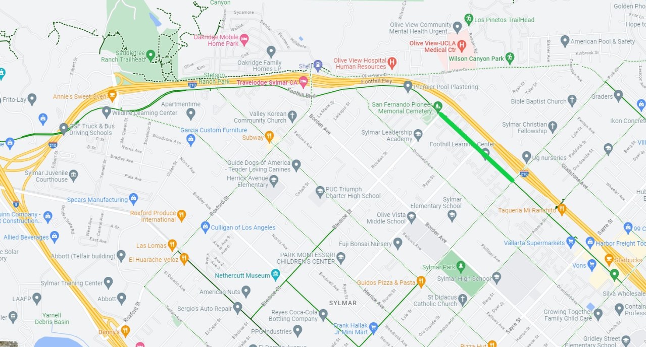 Foothill Boulevard bike lane project location - click to enlarge