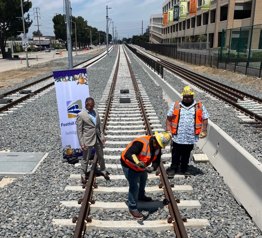 Community Leaders Celebrate Completion of Foothill Gold Line Track Work