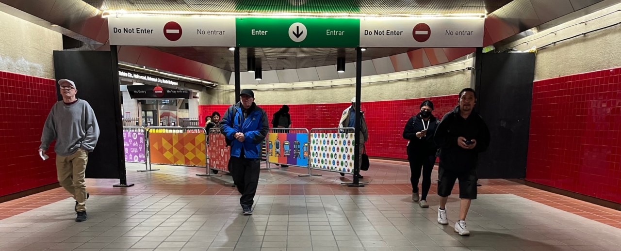 Riders entering the station