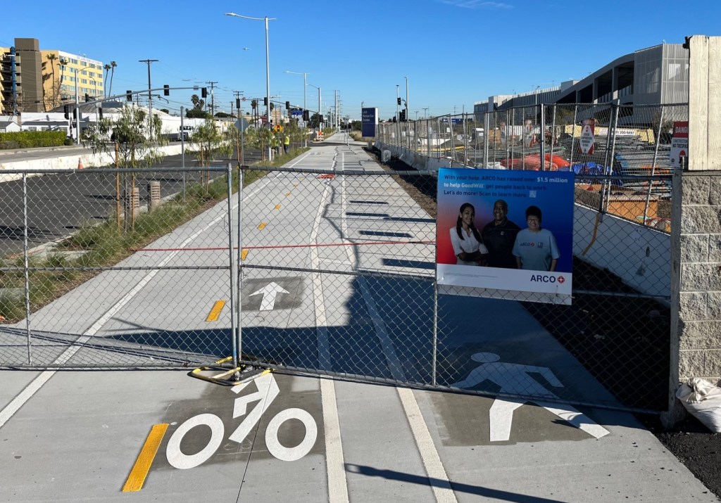 Eyes on the Street: Short Bike Path Under Construction, Part of LAX People Mover Project
