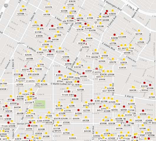 Recently sold and for sale listings in the Historic South Central neighborhood. Source: Zillow