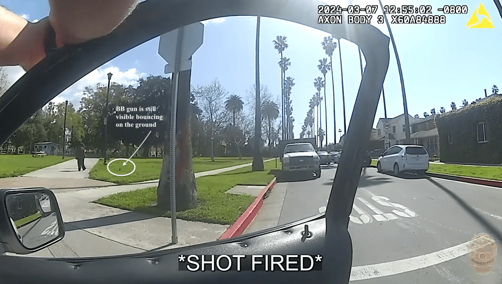LAPD shoots, strikes unarmed unhoused man as he walks away from them at Chesterfield Square Park