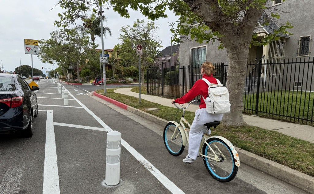 Eyes on the Street: New Protected Bike Lane on San Vicente Blvd