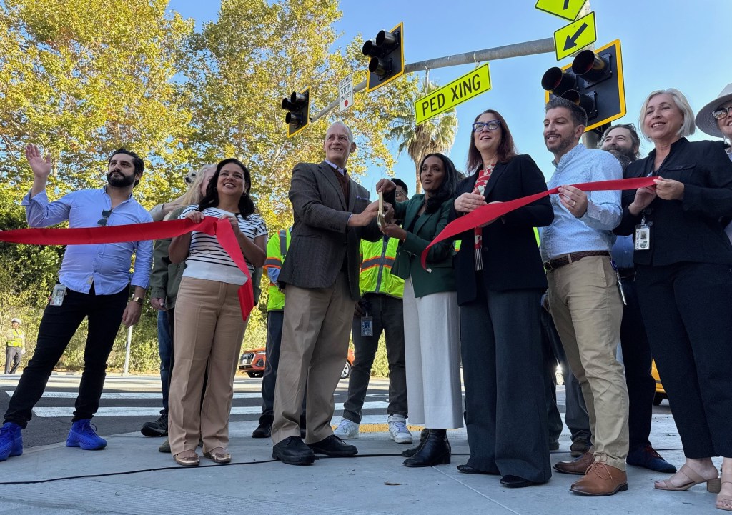 Councilmember Raman Cuts Ribbon on New Franklin/Harvard Signalized Crosswalk